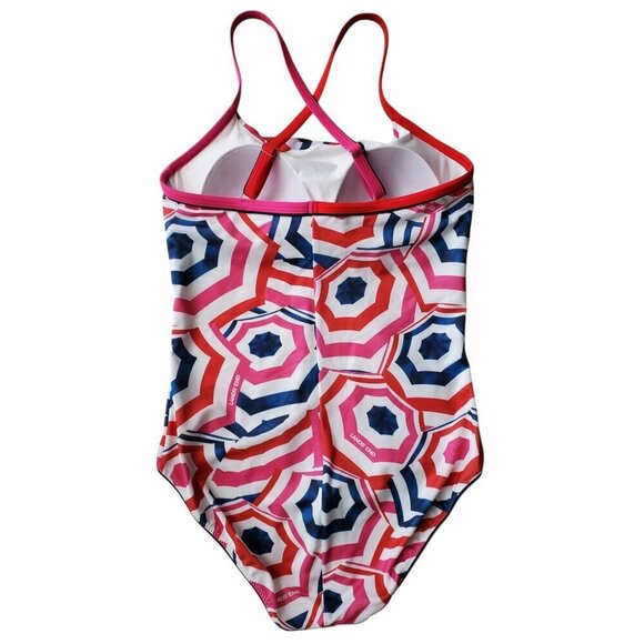NWOT Lands' End Scoop Neck X-Back One-Piece Swimsuit Umbrella Print Size 12 - Picture 5 of 15